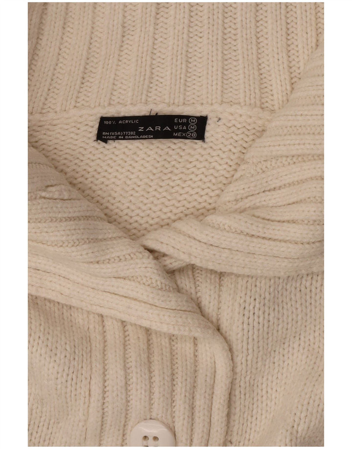 Zara Damen Strickjacke UK 14 Medium Off White Acryl