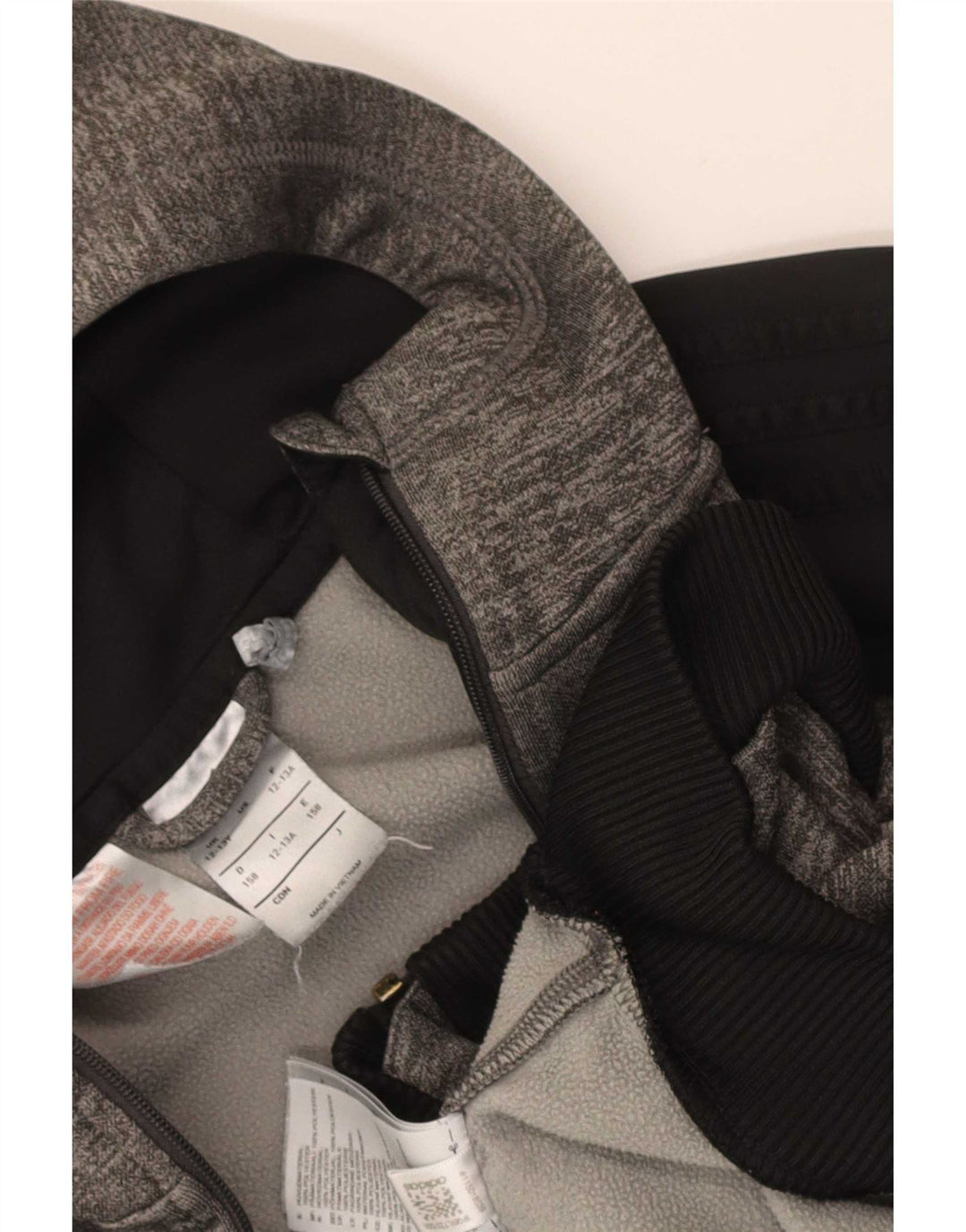 Adidas Jungen-Kapuzenpullover mit Reißverschluss, 12–13 Jahre, graues Colourblock-Polyester