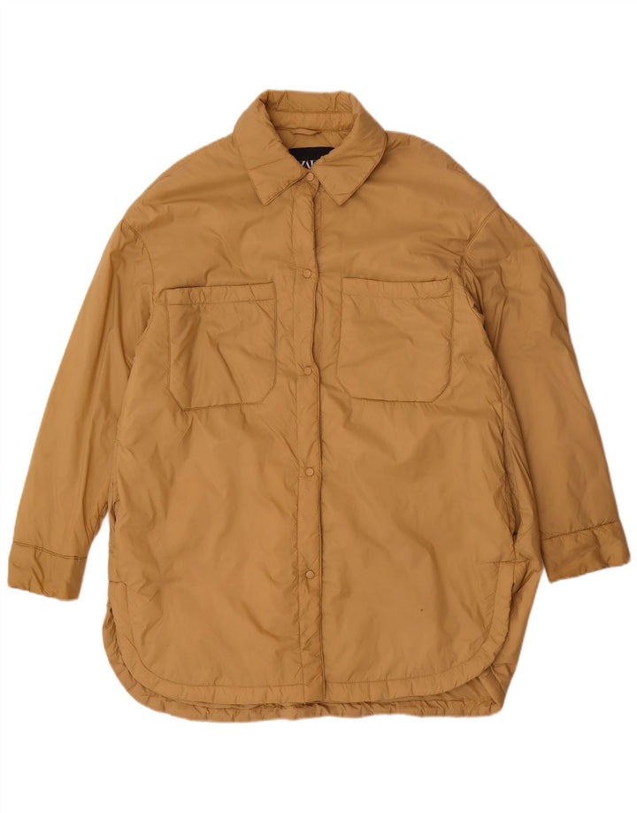 Zara Damen Übergroßer gepolsterter Mantel UK 10 Small Beige Polyester