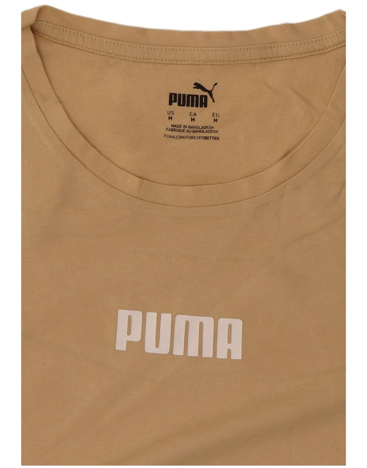 Puma Damen Grafik-T-Shirt-Oberteil UK 12 Mittelbeige Farbblock