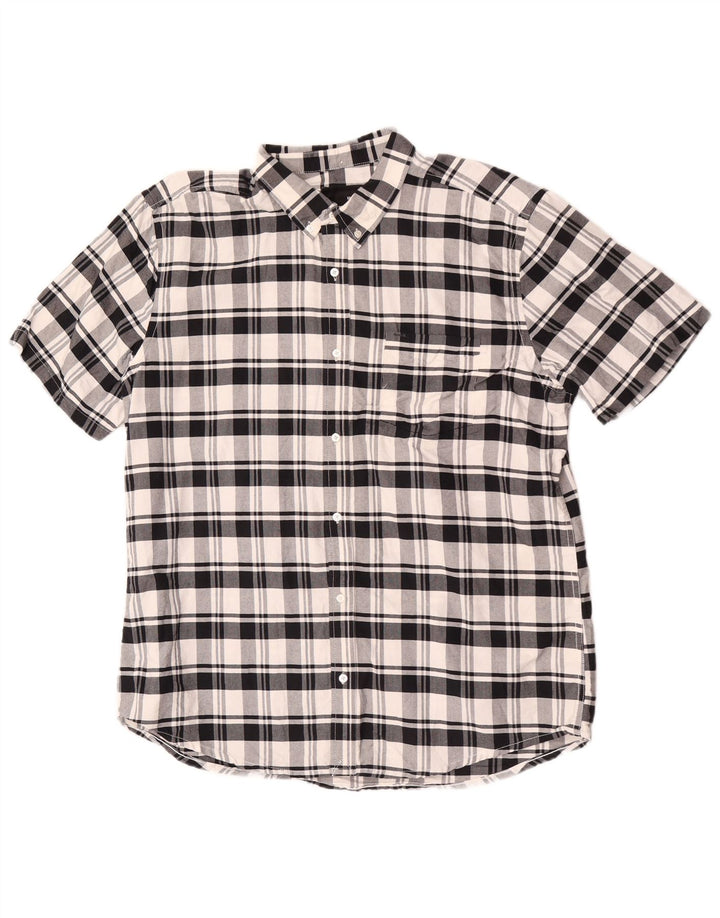 Hurley Herren-Kurzarmhemd XL, weiß karierte Baumwolle