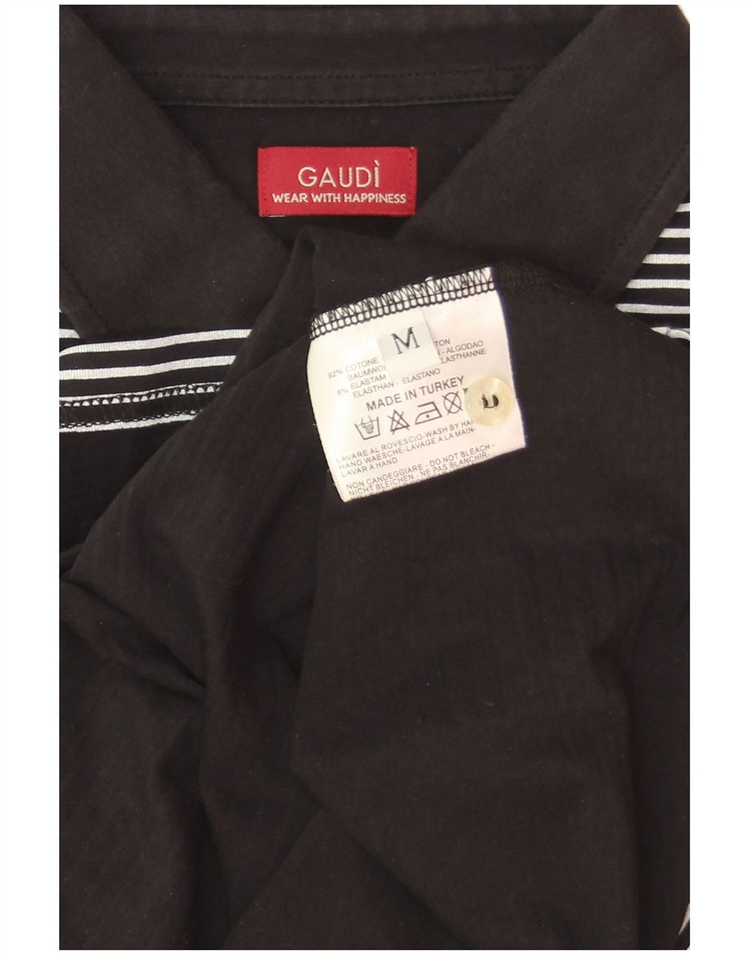 Gaudi Herren-Poloshirt mit Grafik, mittelschwarz, Nadelstreifen-Baumwolle