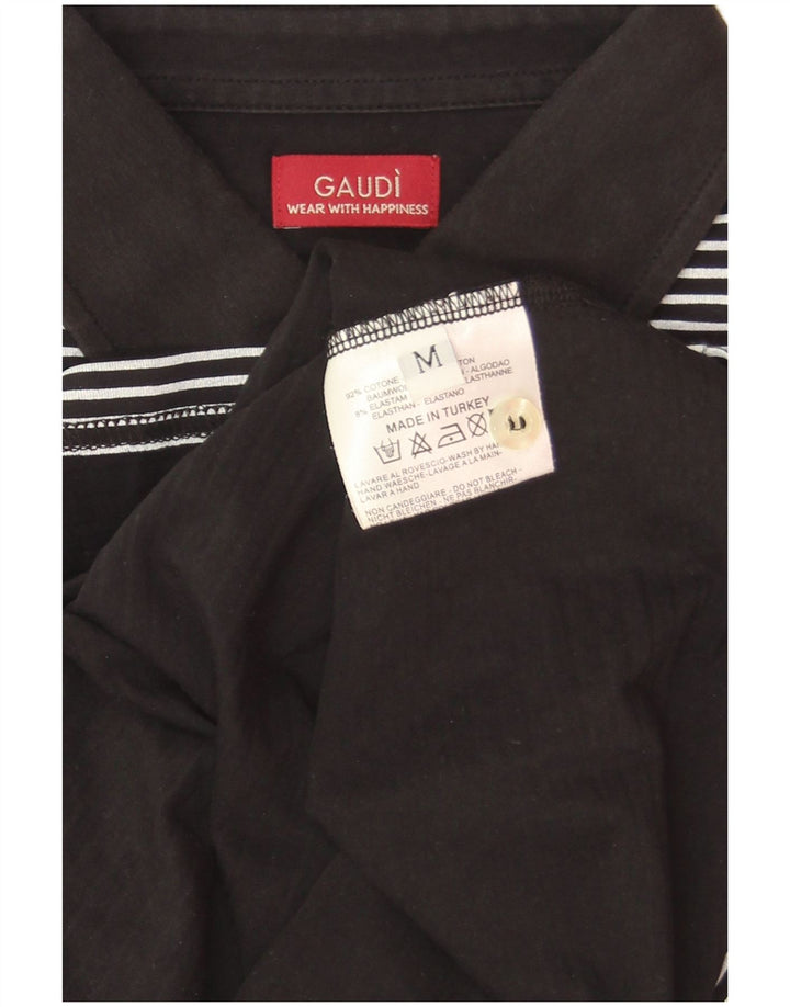 Gaudi Herren-Poloshirt mit Grafik, mittelschwarz, Nadelstreifen-Baumwolle