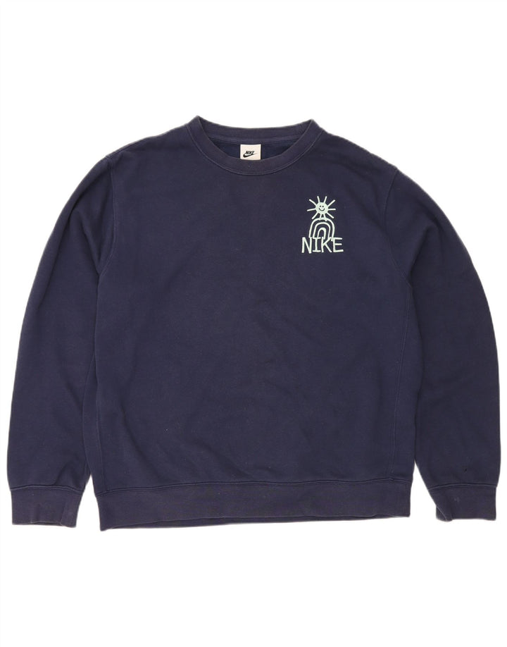 Nike Herren-Sweatshirt mit Grafik, mittelblaue Baumwolle