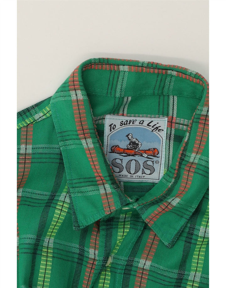 SOS Mens Shirt Large Green Check Vintage Sos and Second-Hand Sos from Messina Hembry 