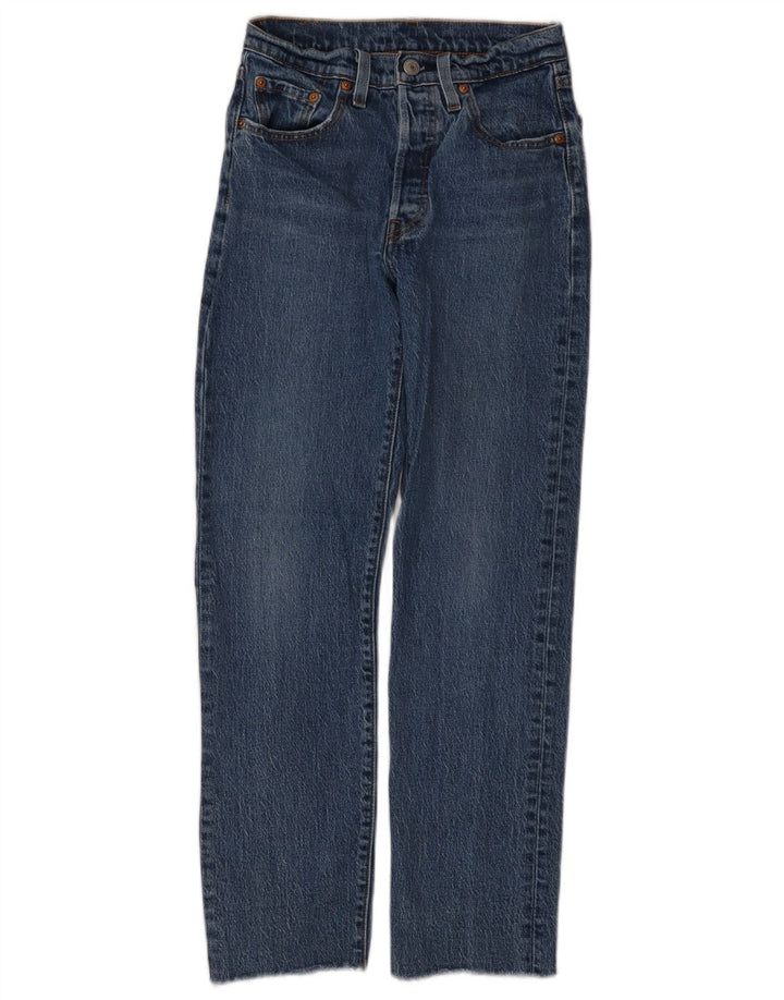 Levi's Damen 501 Straight Jeans W24 L28 Blaue Baumwolle