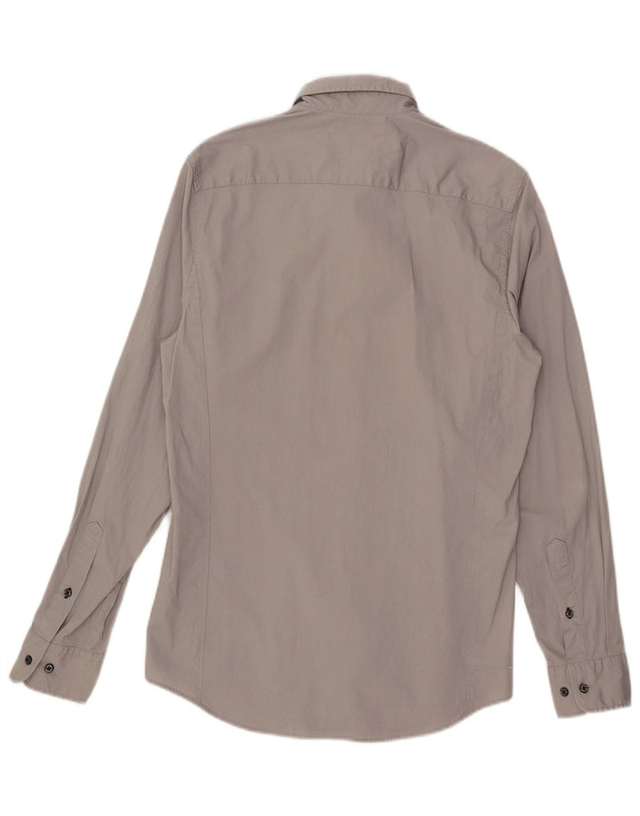 Tommy Hilfiger Herren-Hemd mit extra schmaler Passform, mittelgraue Baumwolle