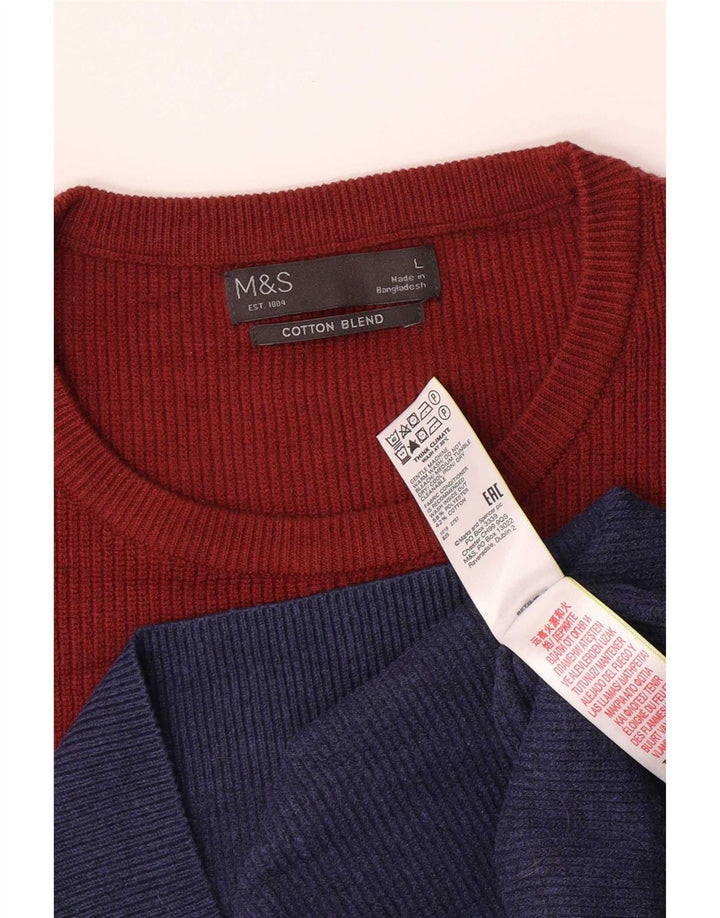 Marks & Spencer Herren-Pullover mit Rundhalsausschnitt, Größe L, Blau, Farbblock