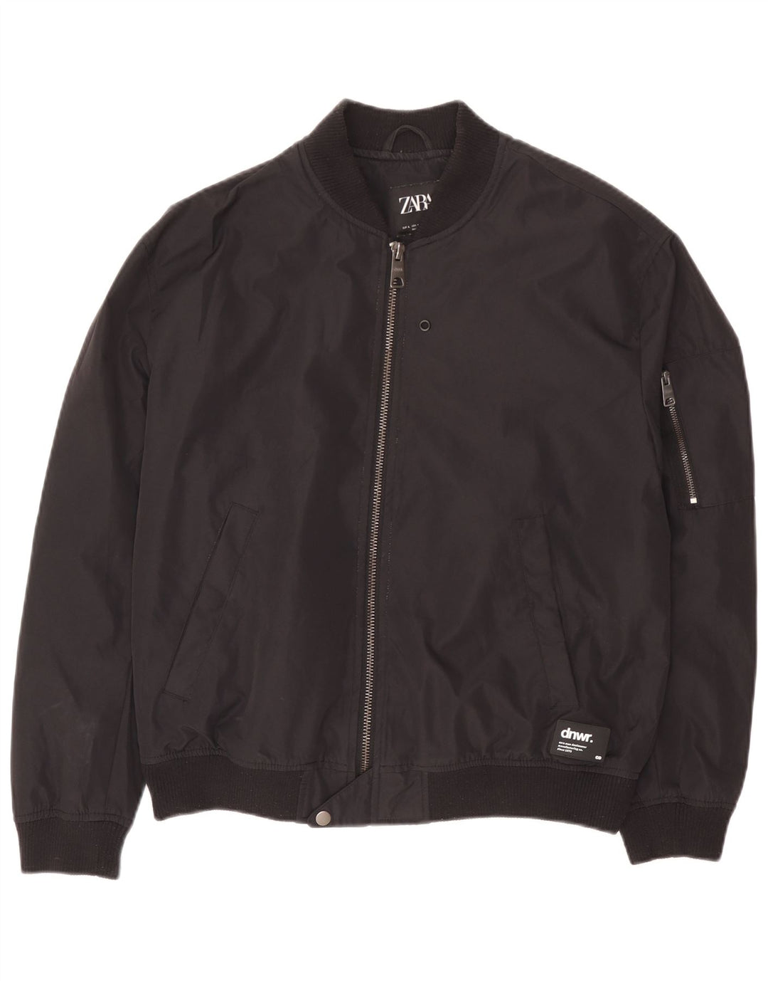 Zara Herren Bomberjacke UK 40 Large Schwarz Polyester