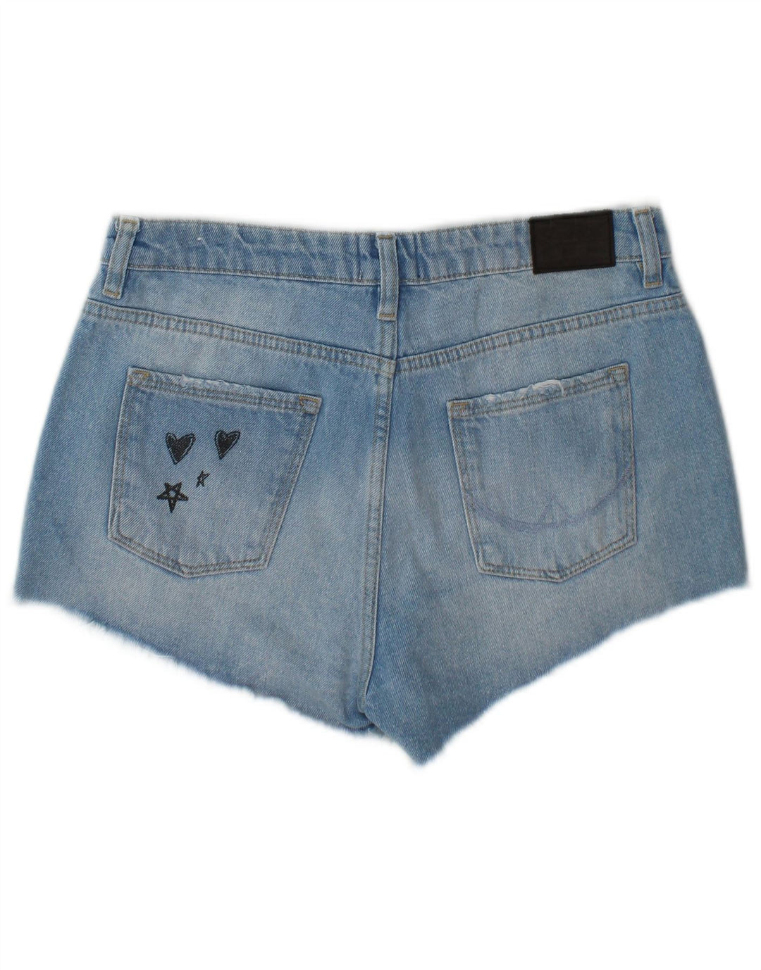 SUPERDRY Damen-Jeansshorts mit Distressed-Grafik, W27, Größe S, Blau, Baumwolle