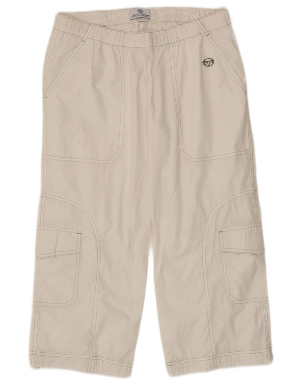 Sergio Tacchini Womens Capri Cargo Trousers Small W27 L20 White Cotton