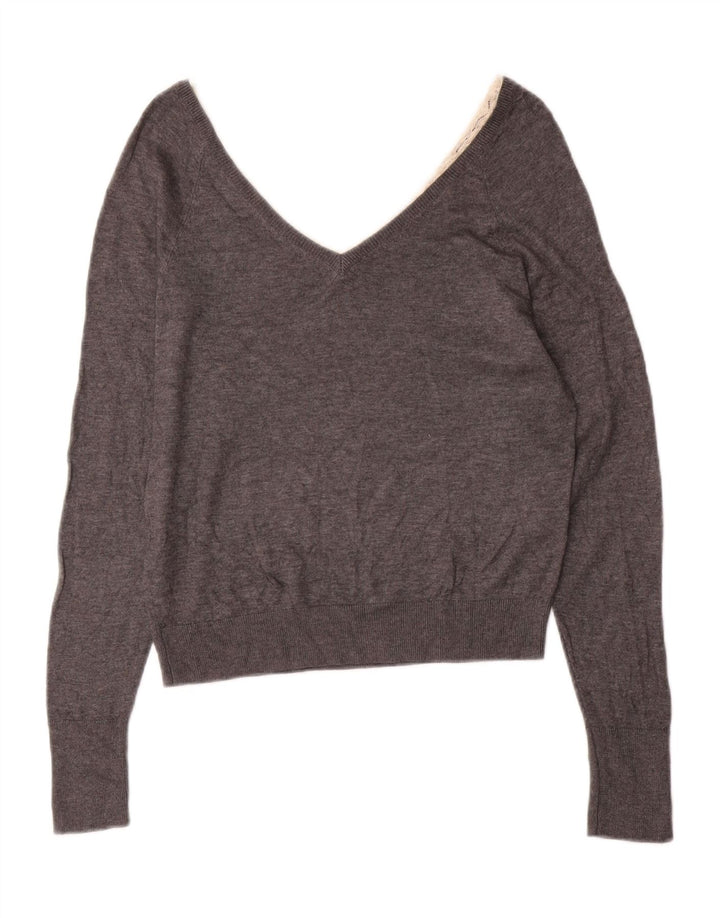 Zara Damen-Pullover mit V-Ausschnitt, Gr. 10, Größe S, Grau