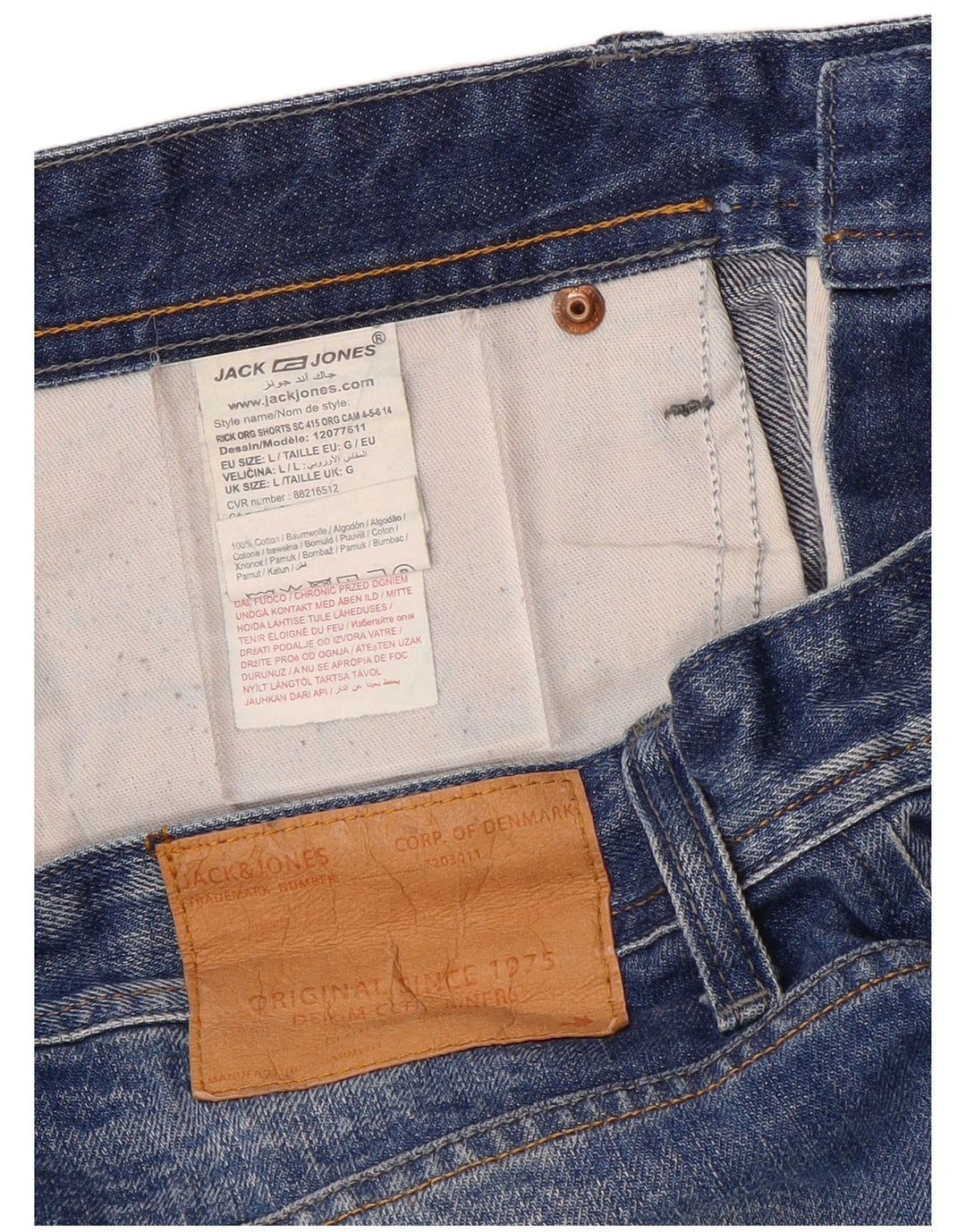 Jack & Jones Herren-Jeansshorts mit normaler Passform, Größe L, W34, Blau, Baumwolle
