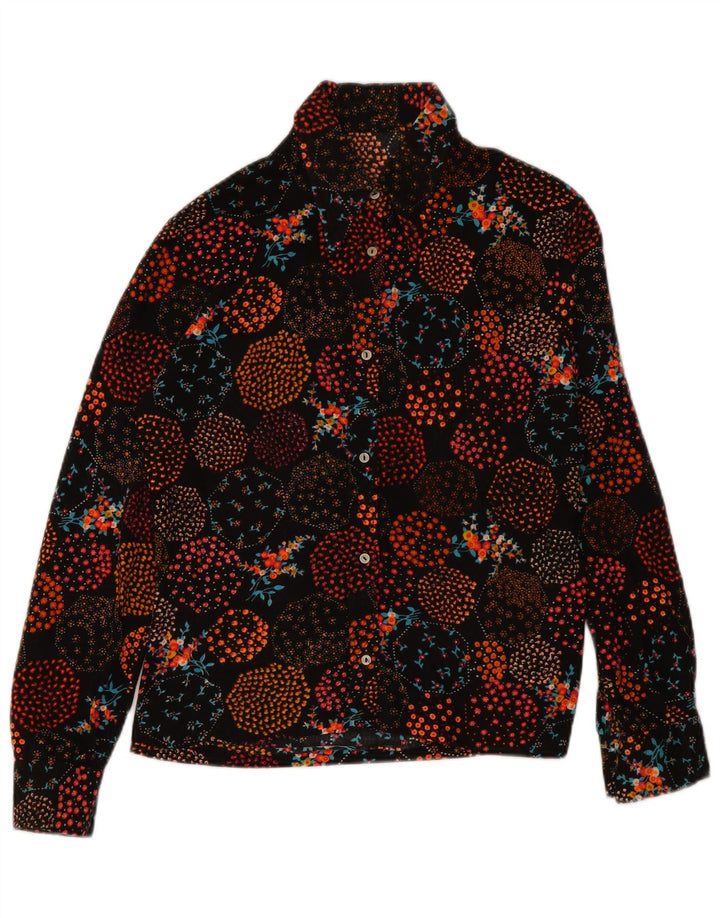 Vintage Damen Shirt UK 16 Großes mehrfarbiges Blumenmuster