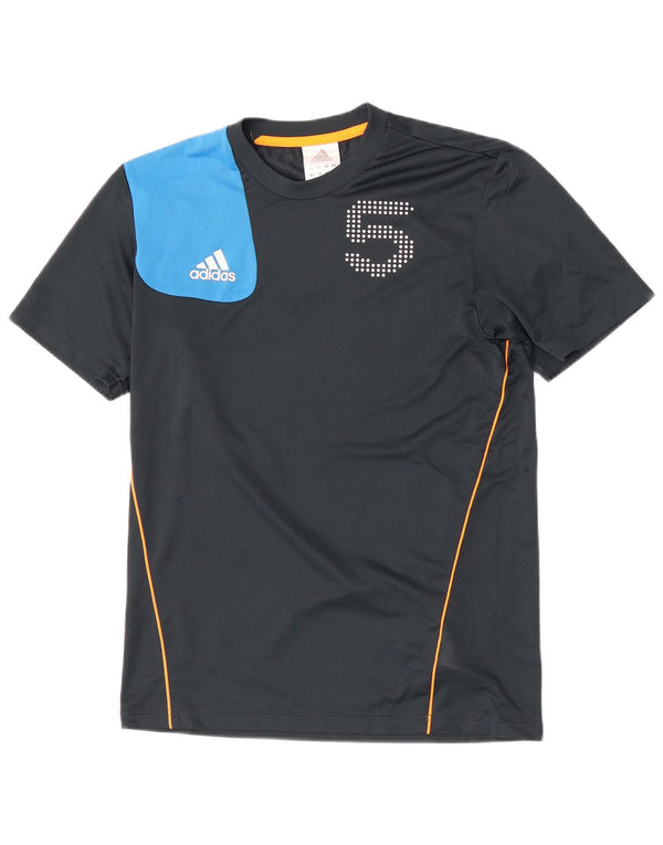 Adidas Herren-T-Shirt mit Grafik, Größe S, Marineblau, Farbblock-Polyester