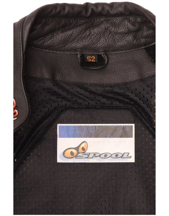 Spool Herren-Overall aus grafischem Leder, Größe 52, XL, W36, L30, schwarzes Leder