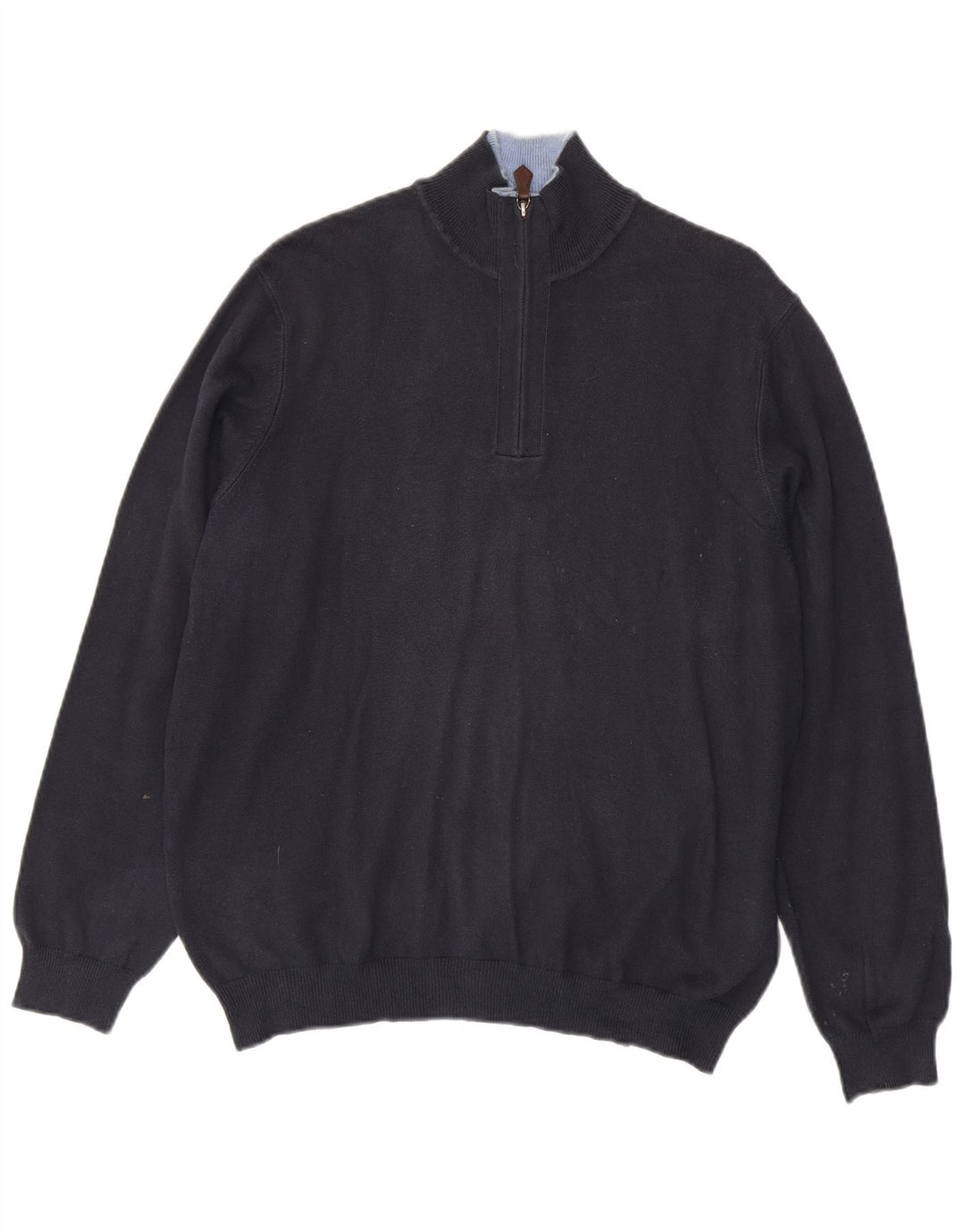 Massimo Dutti Herren-Pullover mit Reißverschluss am Hals, EU 38, mittelmarineblaue Baumwolle