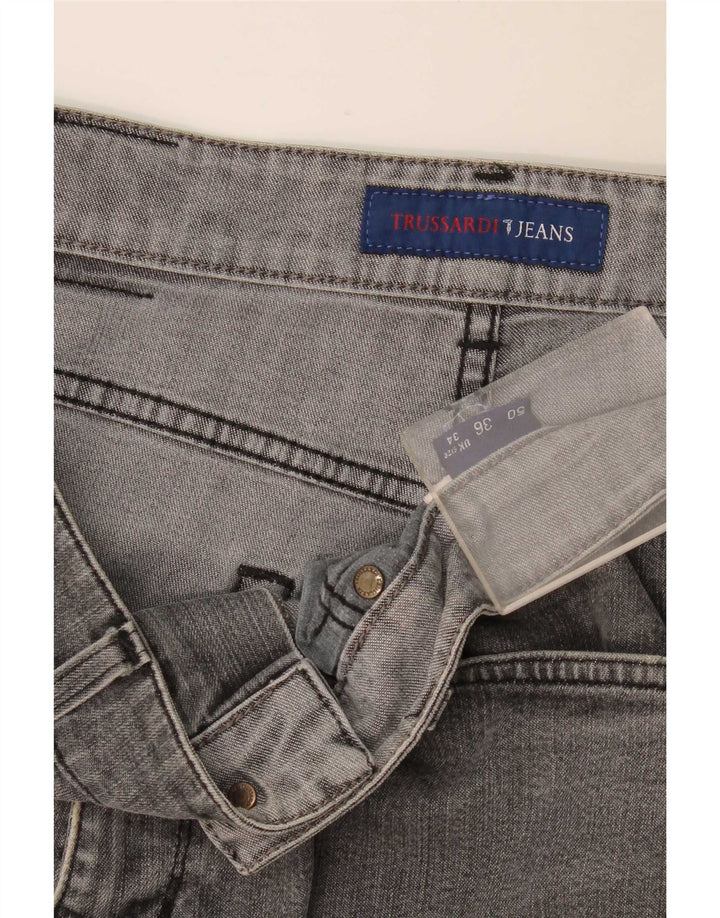 Trussardi Damen Straight Jeans W34 L34 Grau