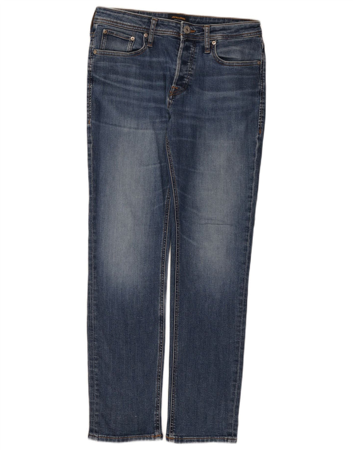 Jack & Jones Herren Straight Jeans W30 L32 Blaue Baumwolle