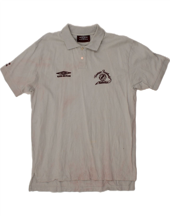 UMBRO Mens Graphic Polo Shirt Large Grey Cotton Vintage Umbro and Second-Hand Umbro from Messina Hembry 