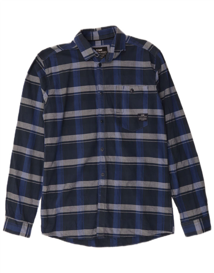Jack & Jones Herrenhemd, klein, marineblau, kariert, Baumwolle