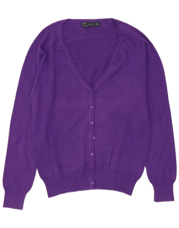 Zara Damen-Cardigan-Pullover UK 14 Large Lila Baumwolle