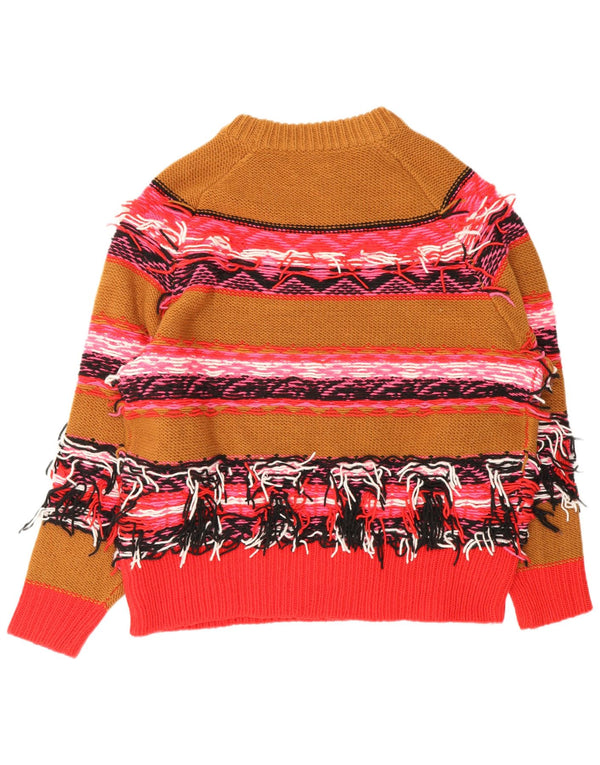Essentiel Damen-Pullover mit Rundhalsausschnitt, UK 14, Mittelbraun gestreift