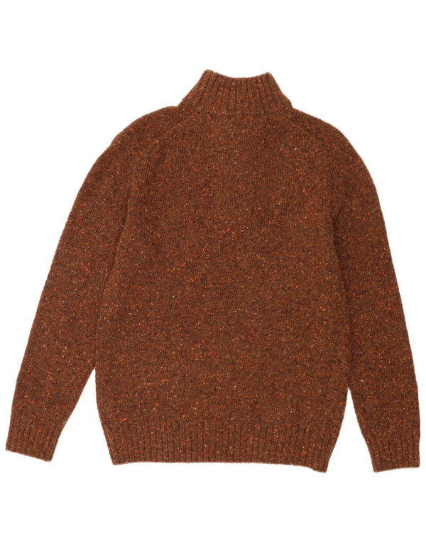 Vintage Mens Button Neck Jumper Sweater XL Brown Flecked Wool