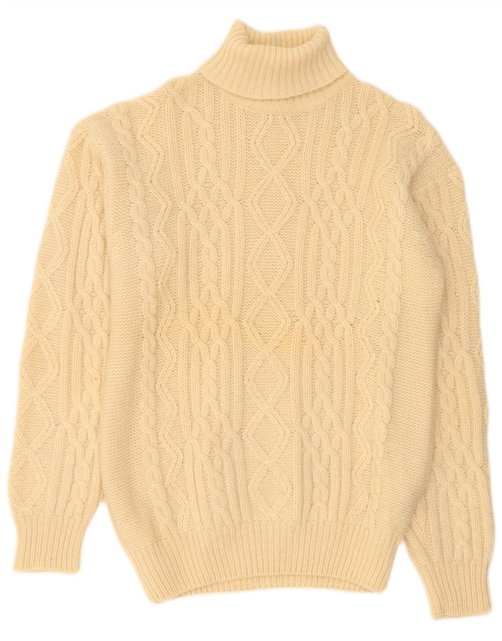 Edward Spiers Rollkragenpullover für Herren, groß, beige Wolle