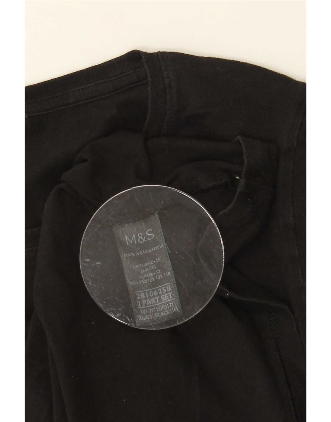 Marks & Spencer Damen Top Langarm UK 16 Large Schwarz Baumwolle