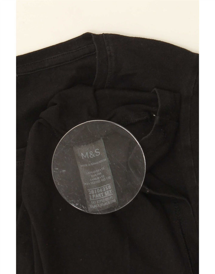 Marks & Spencer Damen Top Langarm UK 16 Large Schwarz Baumwolle