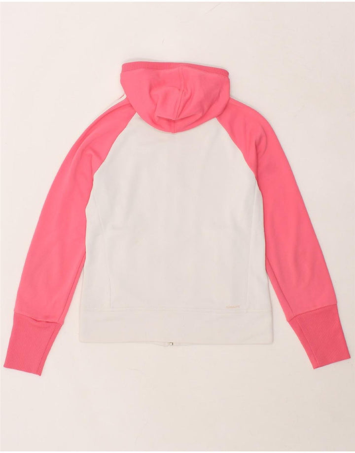 ADIDAS Womens Zip Hoodie Sweater UK 12 Medium  White Colourblock Polyester Vintage Adidas and Second-Hand Adidas from Messina Hembry 