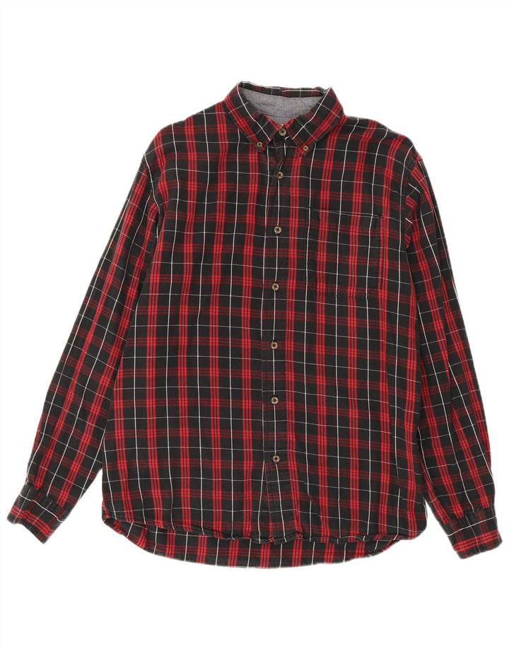 Wrangler Herren-Flanellhemd, mittelrot, kariert, Baumwolle