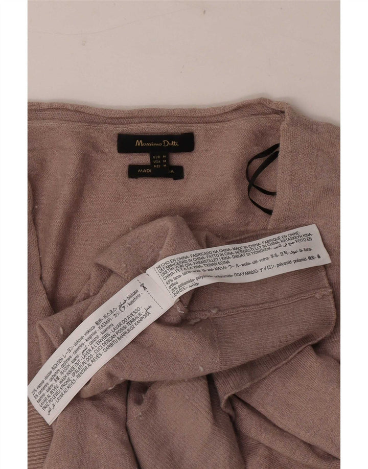 Massimo Dutti Herren-Pullover mit V-Ausschnitt aus mittelbrauner Wolle