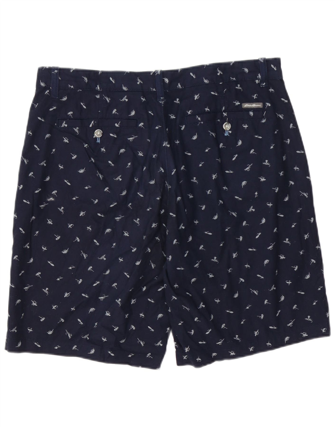 EDDIE BAUER Herren-Chinoshorts mit abstraktem Muster, W35, große marineblaue Baumwolle