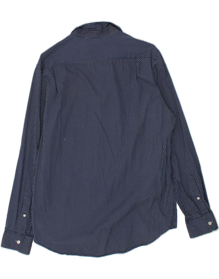 MICHAEL KORS Mens Abstract Pattern Classic Fit Shirt Medium Navy Blue Vintage Michael Kors and Second-Hand Michael Kors from Messina Hembry 