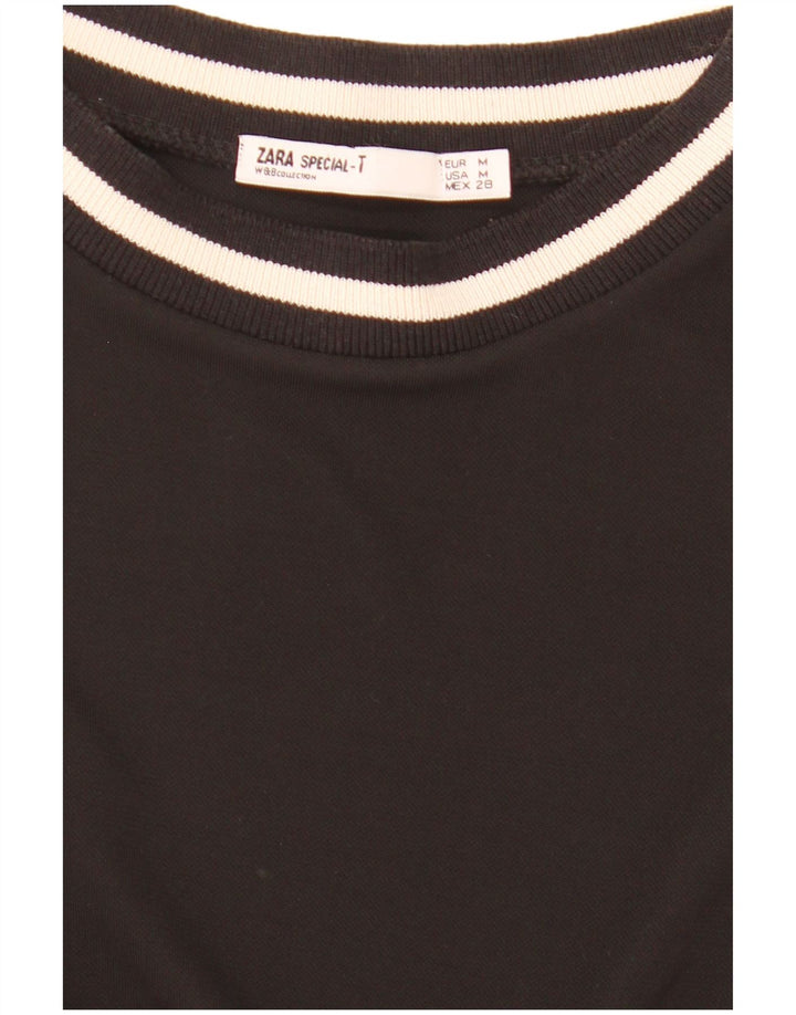 Zara Damen-Trägershirt UK 14 Mittelschwarz Farbblock