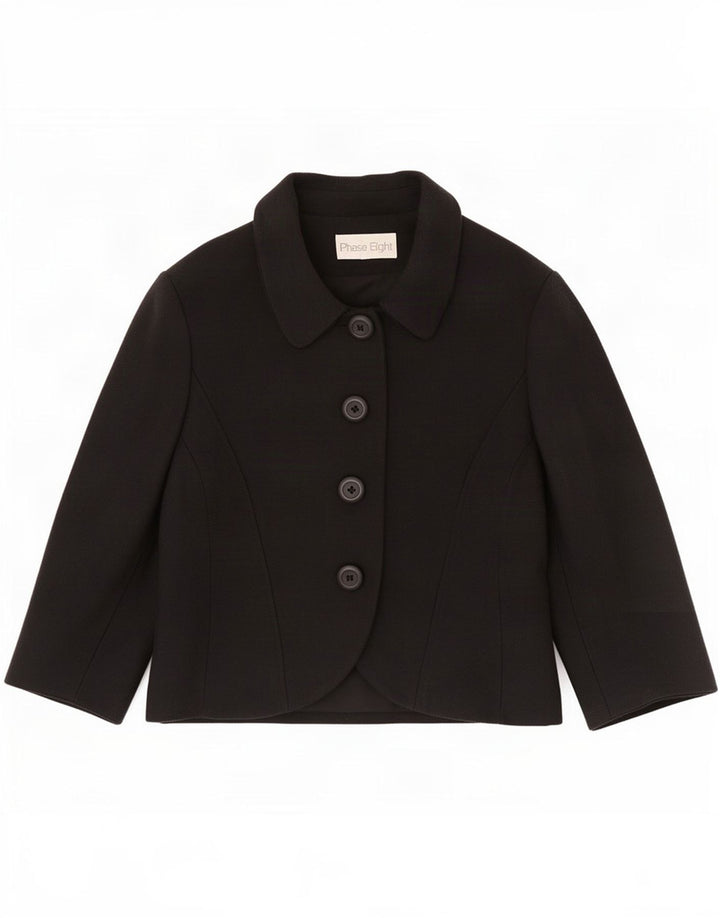 Phase Eight Damen-Blazer mit 3/4-Ärmeln und 4 Knöpfen, Gr. 10, Schwarz