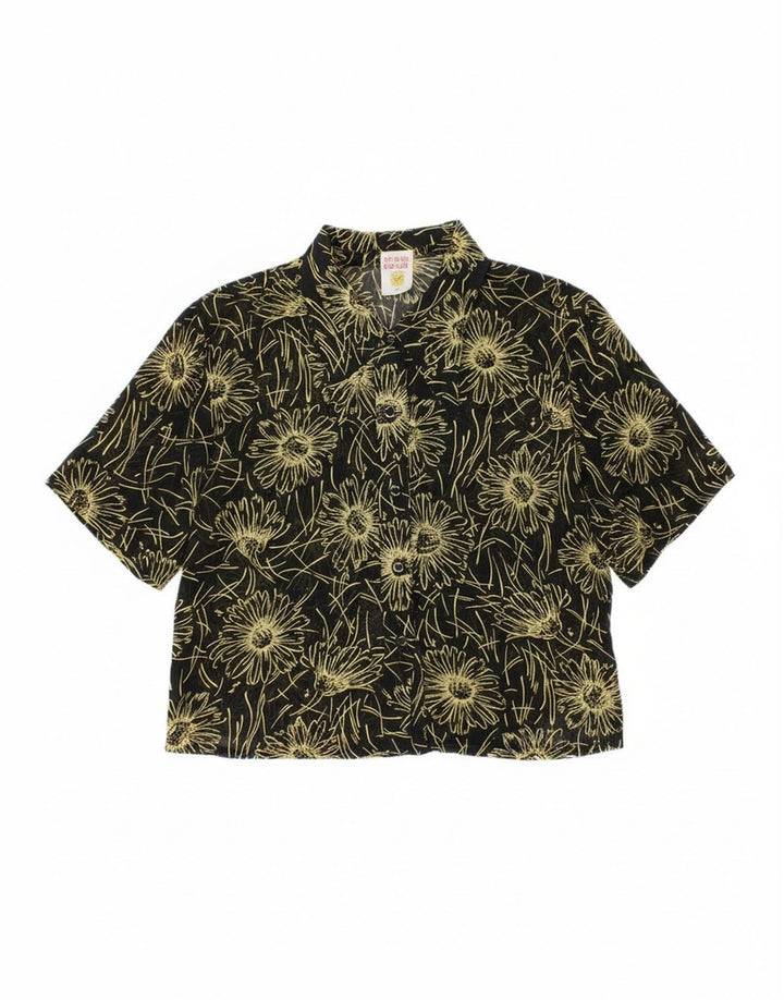 CLOCK HOUSE Damen Kurzarm-Hemdbluse IT 40 Small Black Floral