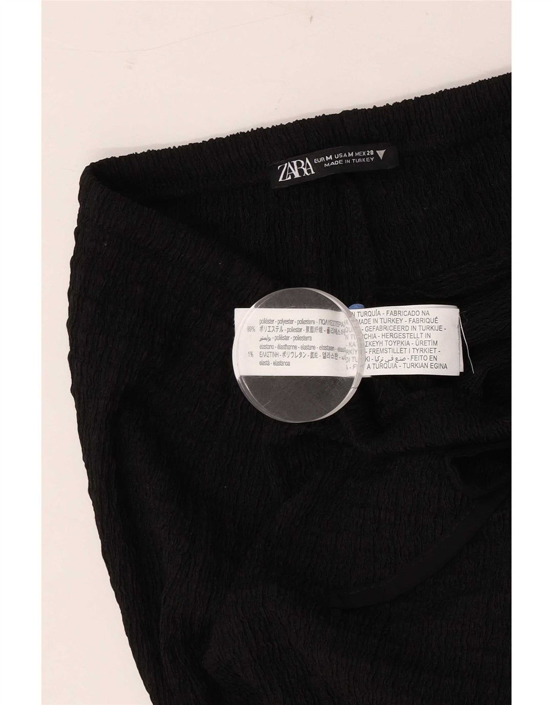 Zara Damen-Freizeithose mit weitem Bein, Größe M, W28, L31, Schwarz, Polyester