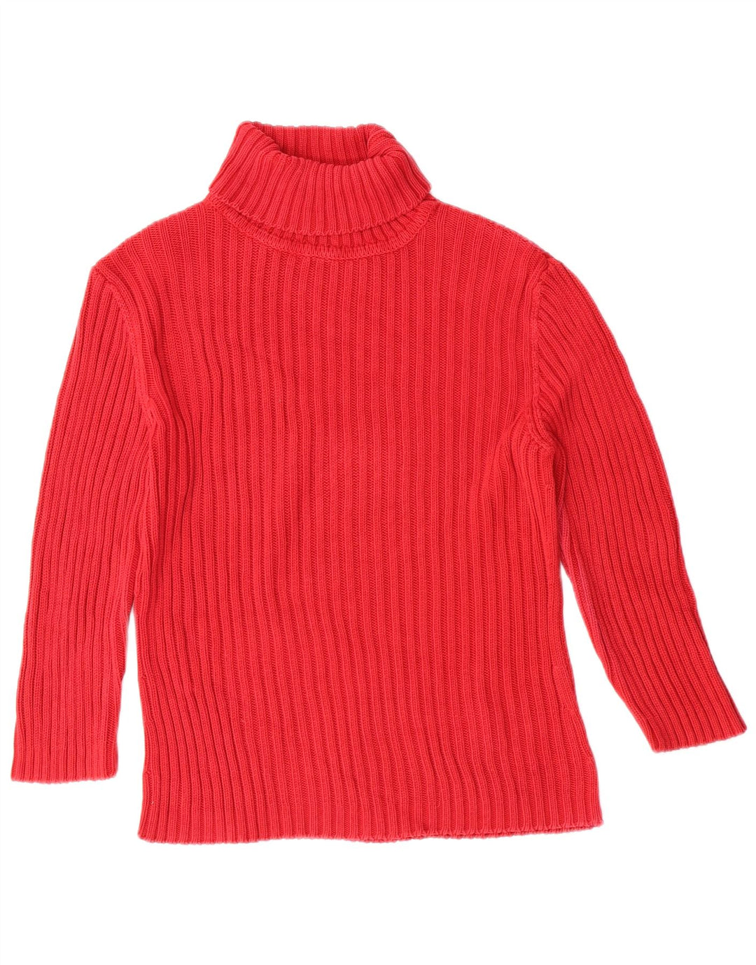 Benetton Damen-Pullover mit Rollkragen, Gr. 44, Größe L, Rot, Baumwolle, klassisch