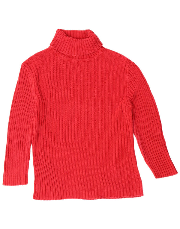 Benetton Damen-Pullover mit Rollkragen, Gr. 44, Größe L, Rot, Baumwolle, klassisch