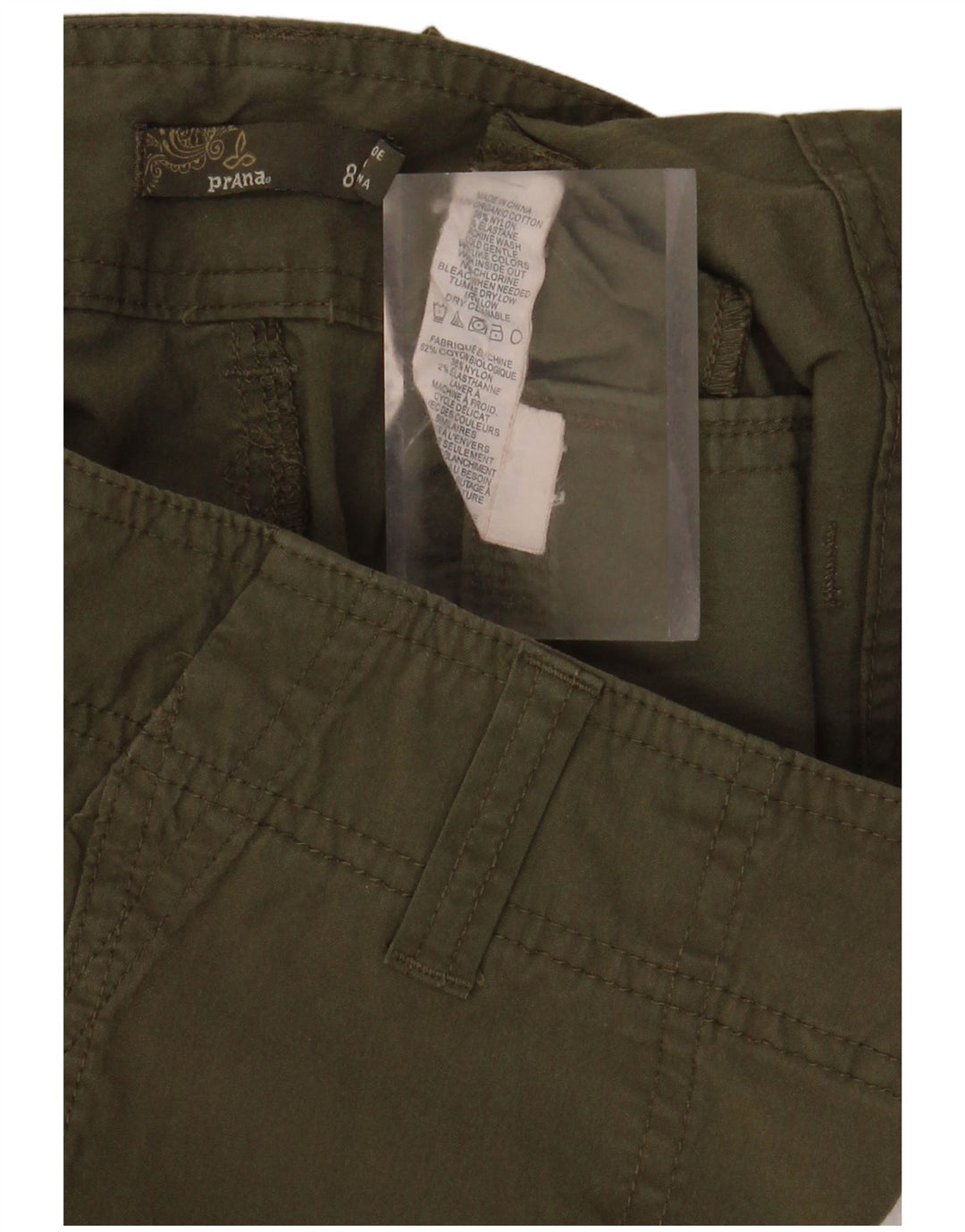 Prana Damen Cargoshorts US 8 Medium W32 Khaki Baumwolle