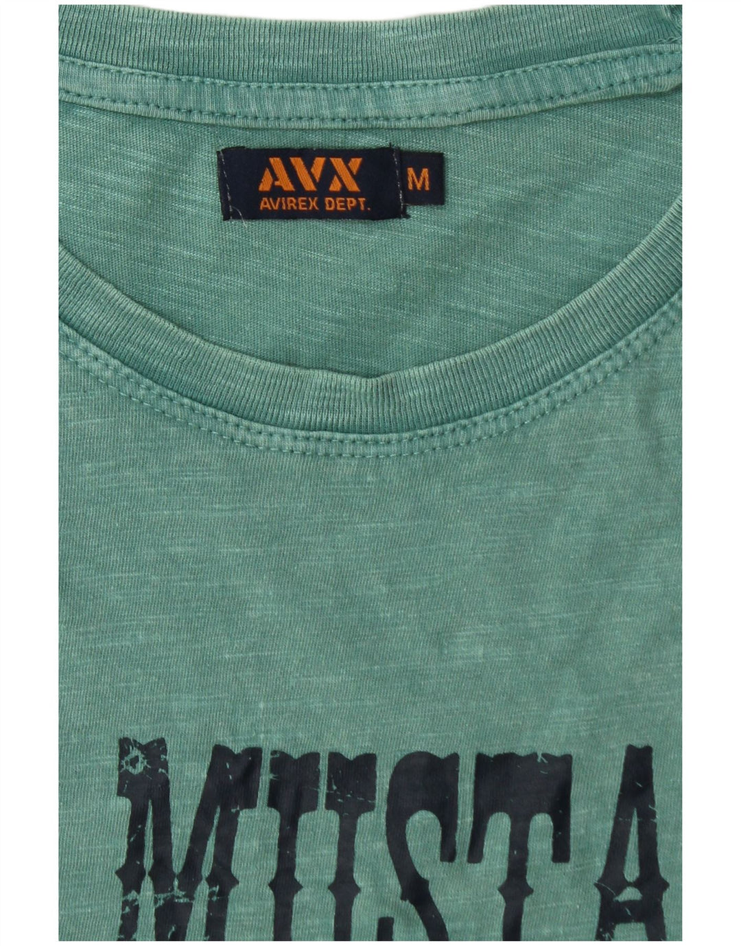 AVIREX Herren Grafik-T-Shirt-Oberteil aus mittelgrüner Baumwolle