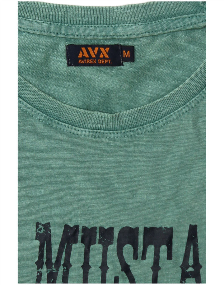 AVIREX Herren Grafik-T-Shirt-Oberteil aus mittelgrüner Baumwolle