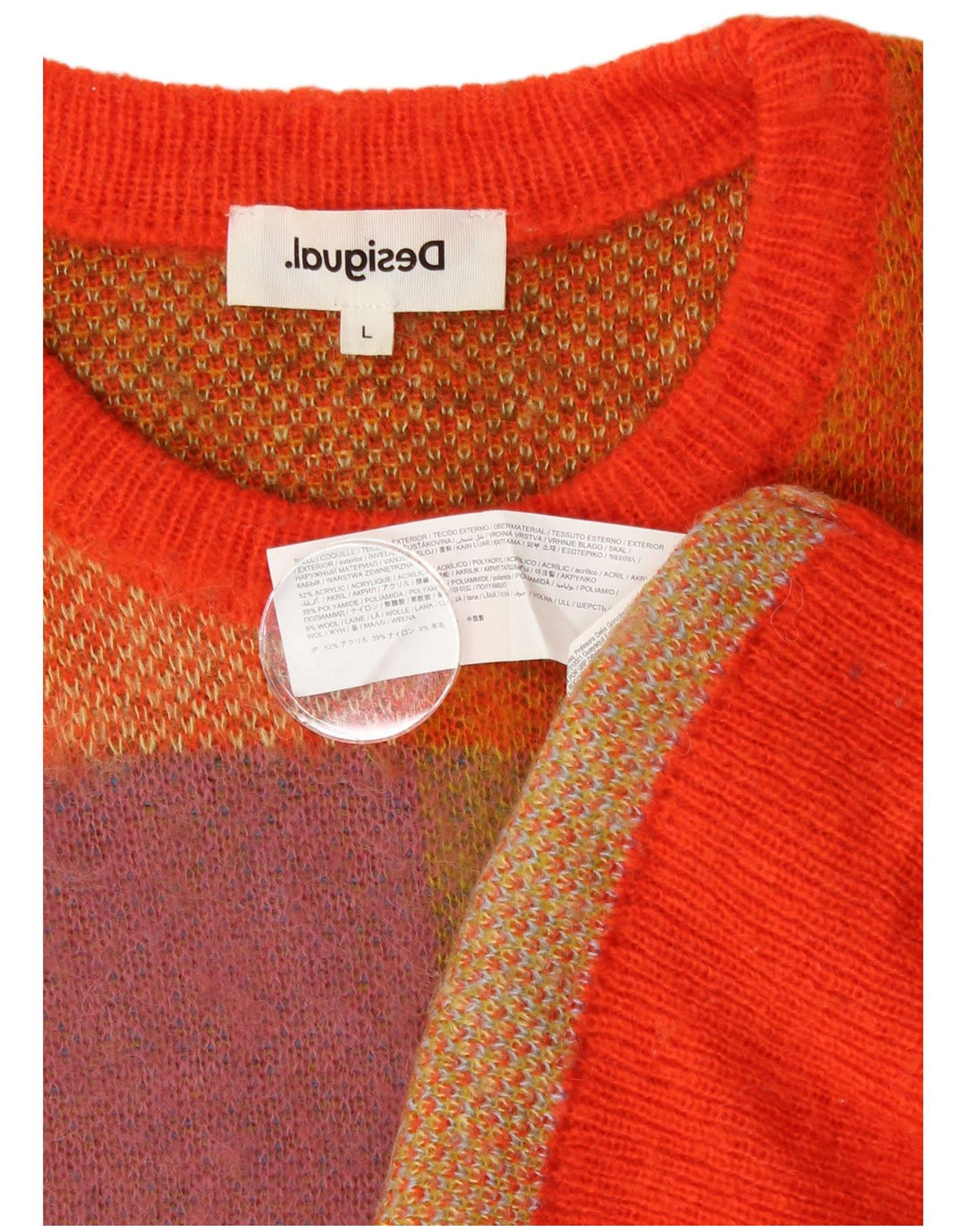 Desigual Damen-Pullover mit Rundhalsausschnitt, Gr. 16, groß, mehrfarbig, Acryl