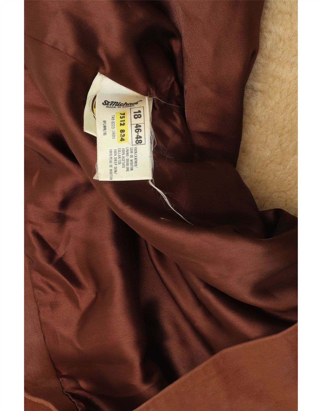 ST MICHAEL Damen Crop Zweireihige Jacke UK 18 XL Braunes Leder