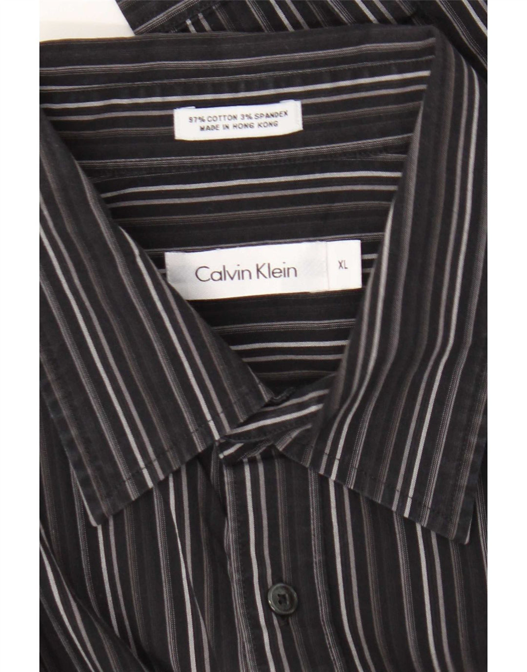 Calvin Klein Herrenhemd XL schwarz gestreift aus Baumwolle