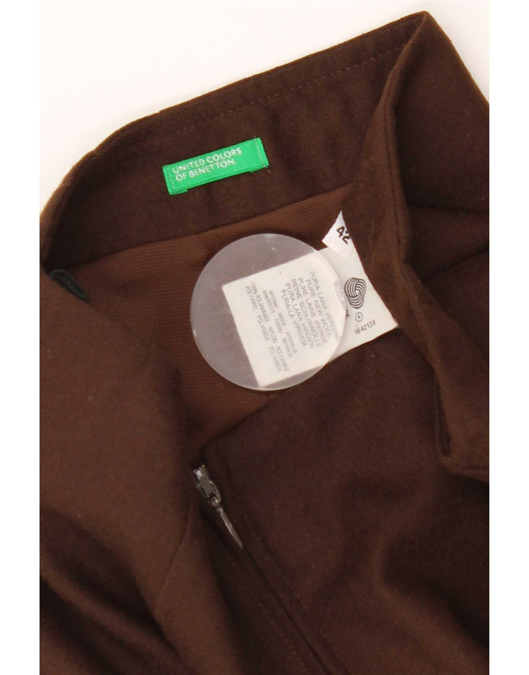 Benetton Damen Bleistiftrock IT 42 Medium W26 Braune Schurwolle