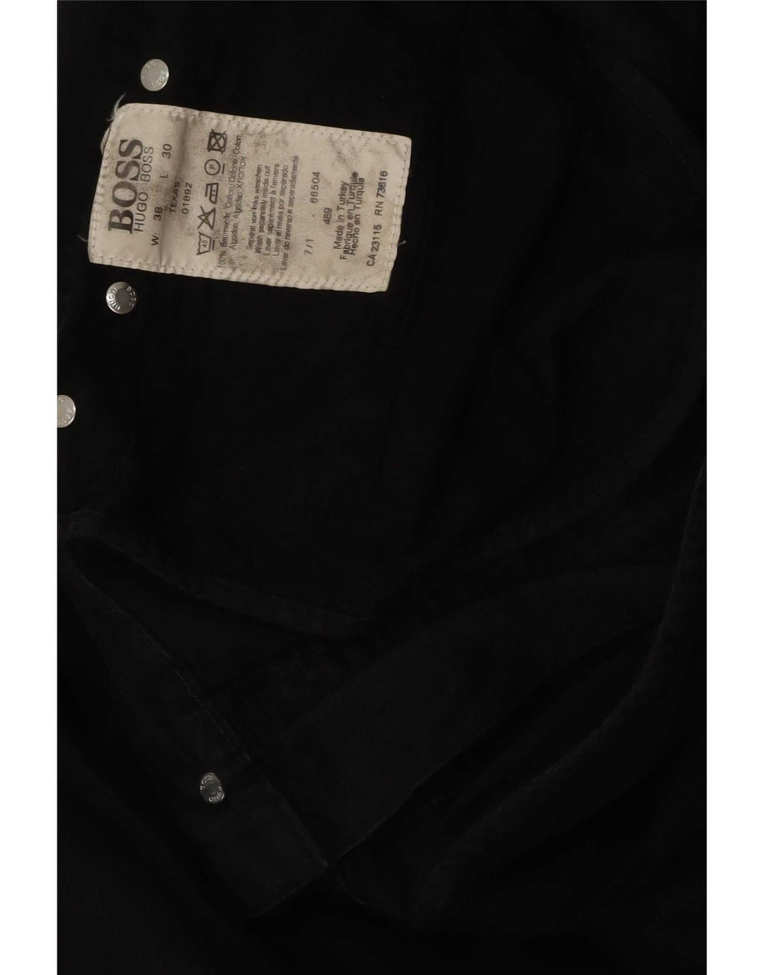 Hugo Boss Herren Straight Jeans W38 L30 Schwarze Baumwolle